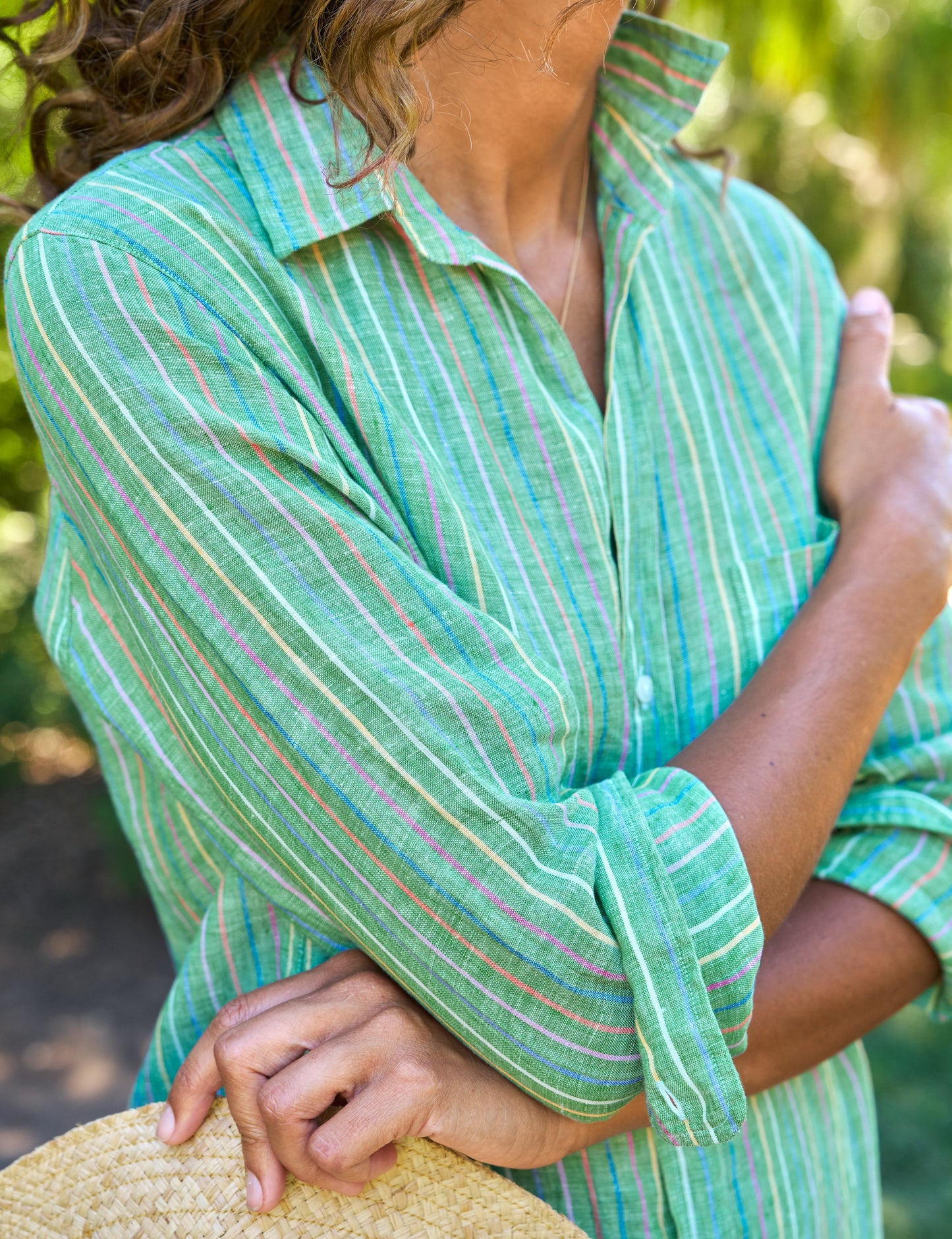 RORY Green Multi Stripe, Italian Classic Linen