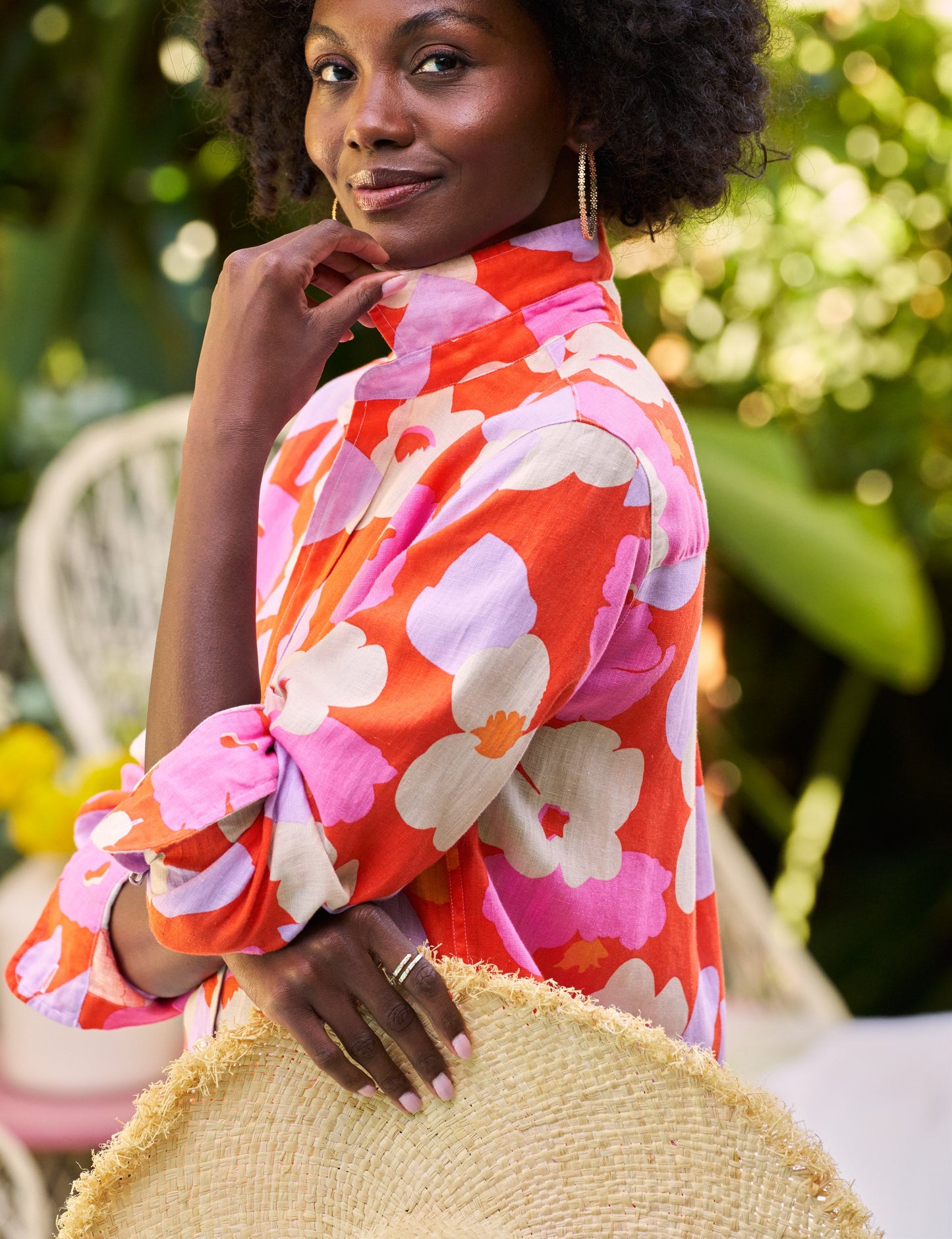 RORY Orange and Pink Floral, Italian Classic Linen