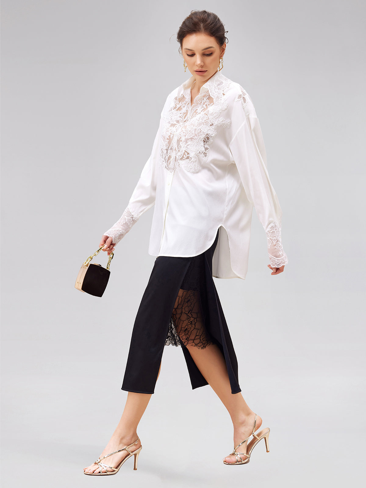Rope Lace Embroidered Premium Silk Blouse