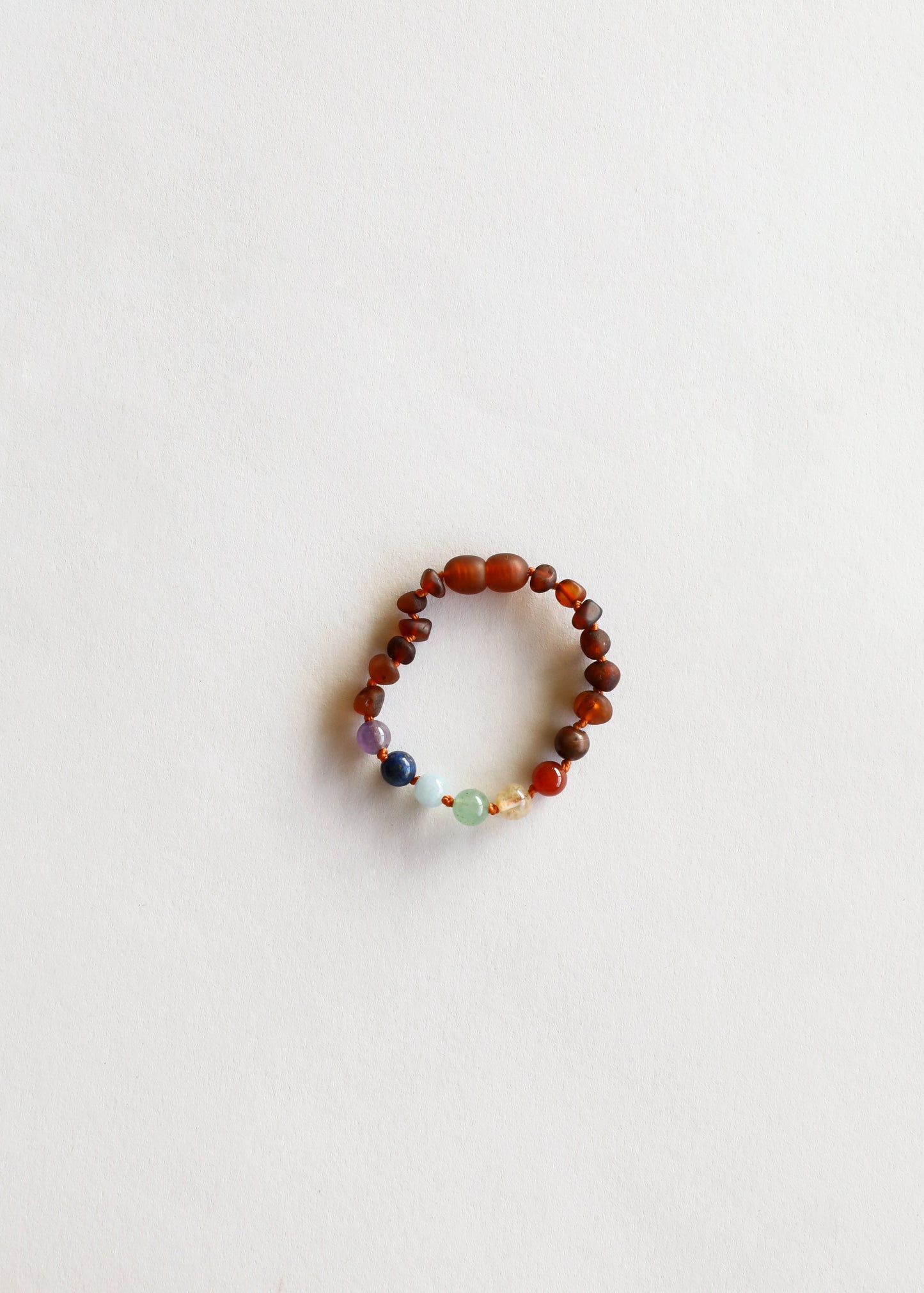 Raw Cognac Baltic Amber + CHAKRA Crystals || Bracelet Set