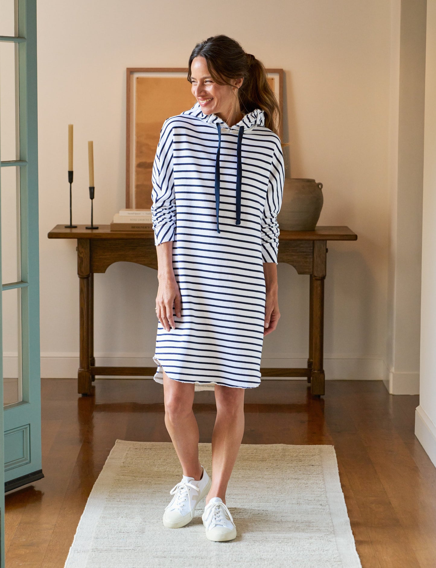 MINI JAMES Wide Navy French Stripe, Triple Fleece