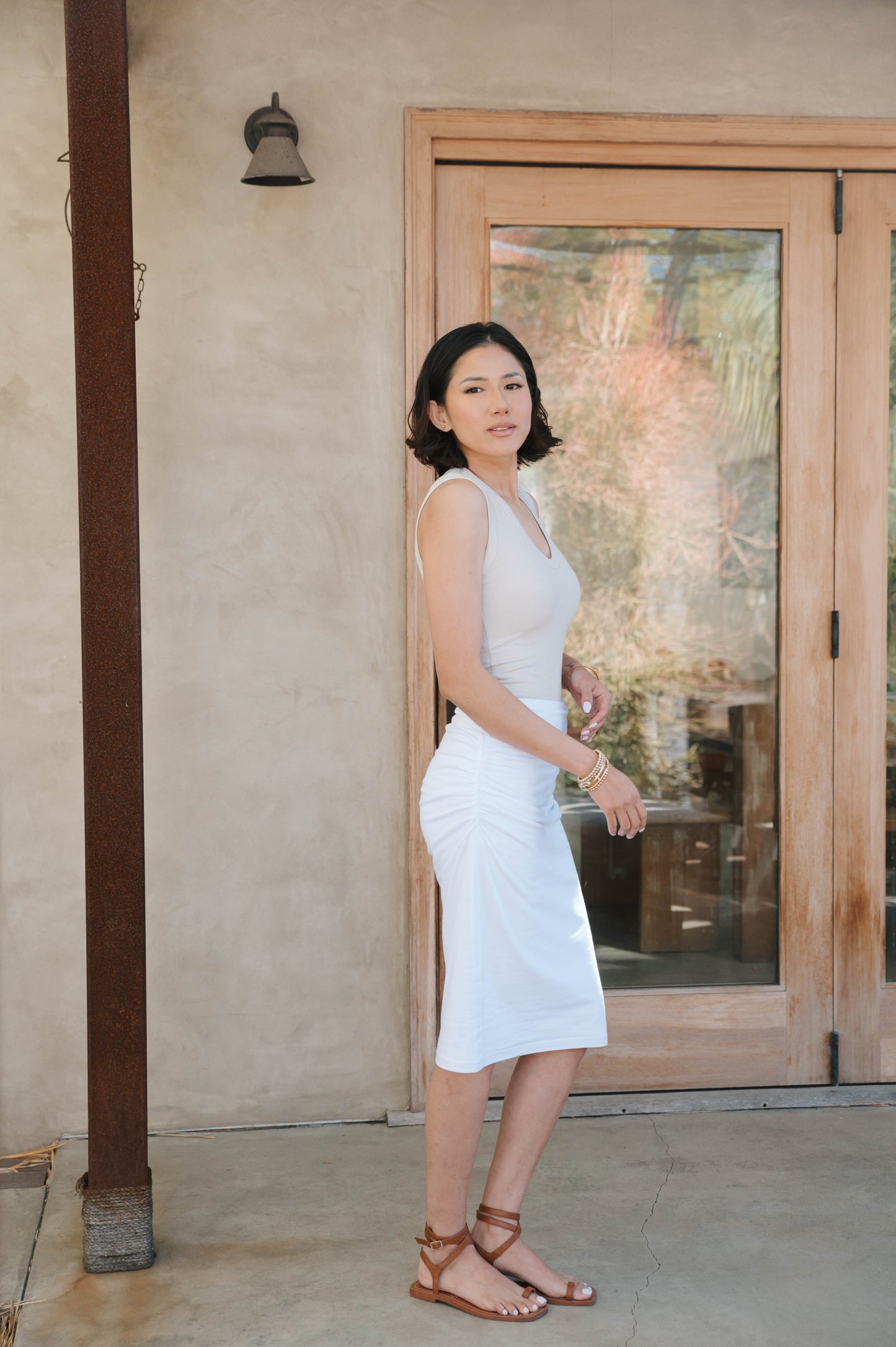 The Debra Double-Lined Jersey Skirt in White