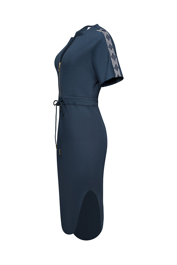 The Chelsea Stretch Terry Dress in Carbon Navy