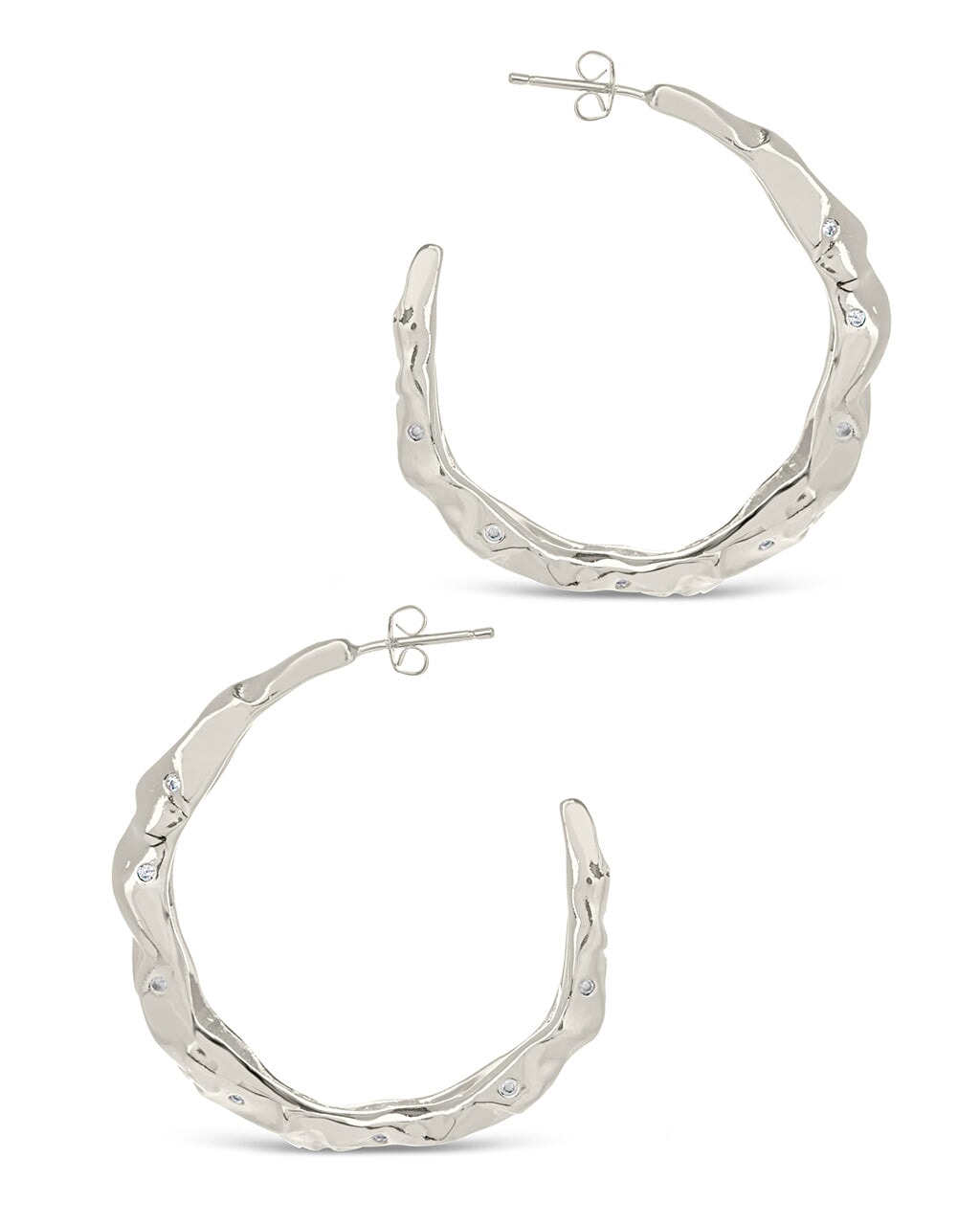 Damaris CZ Molten Metal Hoop Earrings