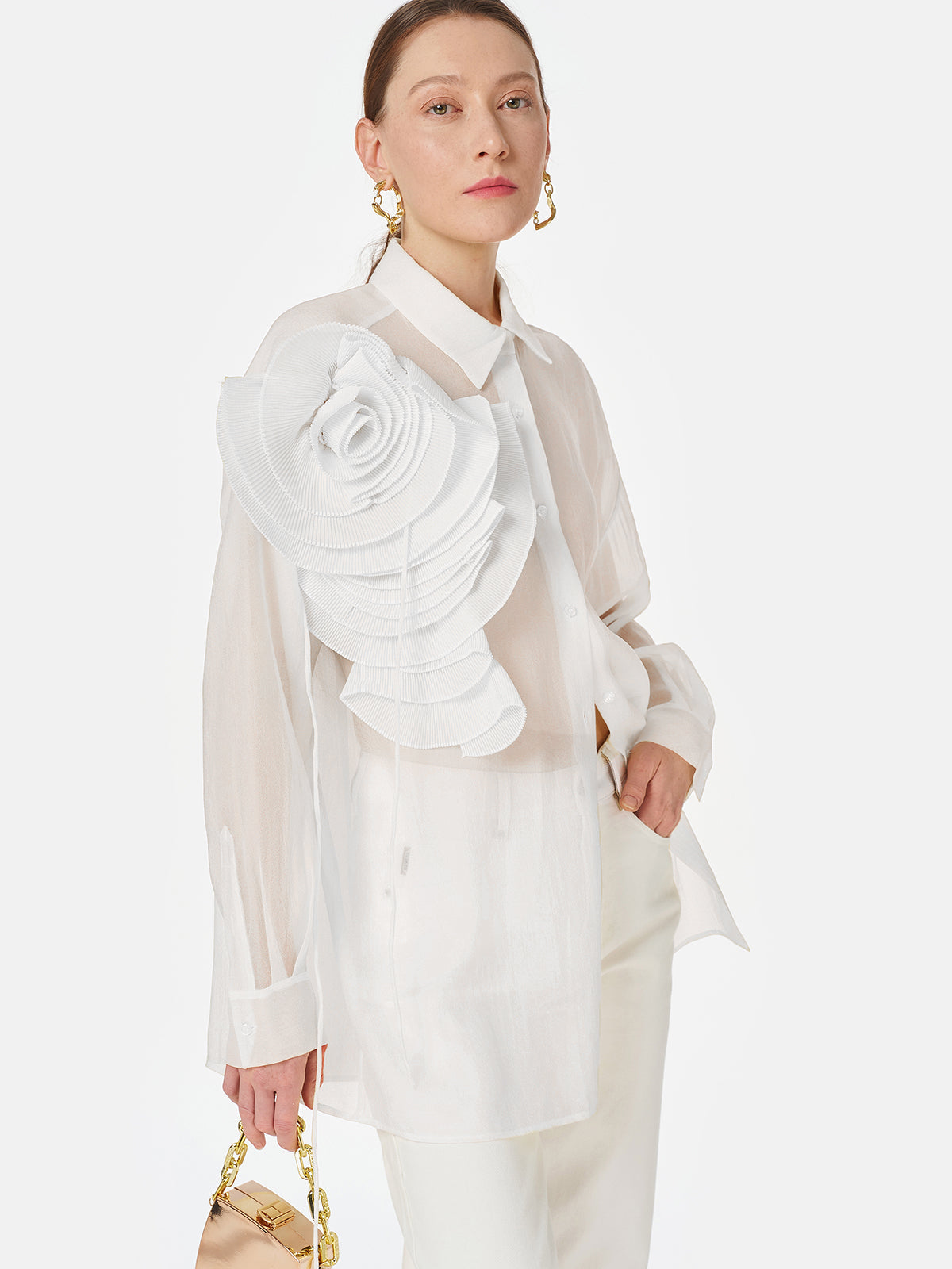 Transparent Three-dimensional Floral Shirt