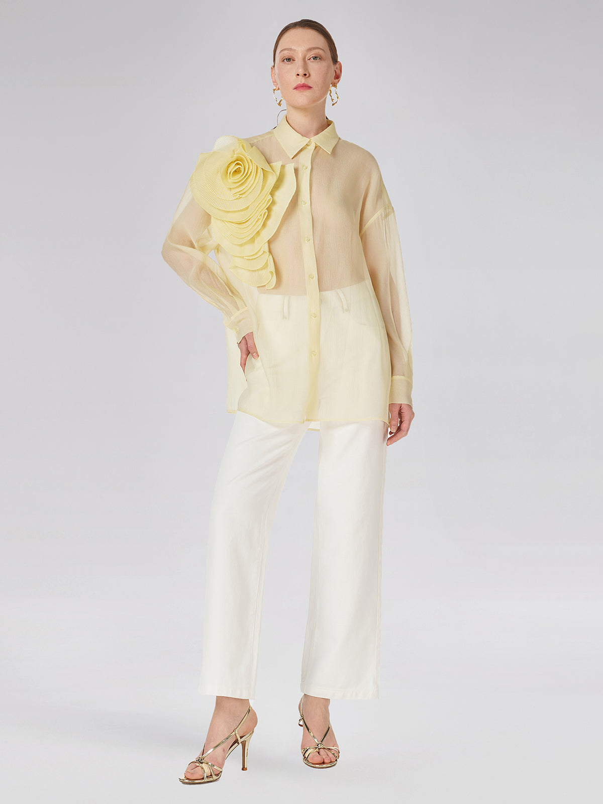 Transparent Three-dimensional Floral Shirt