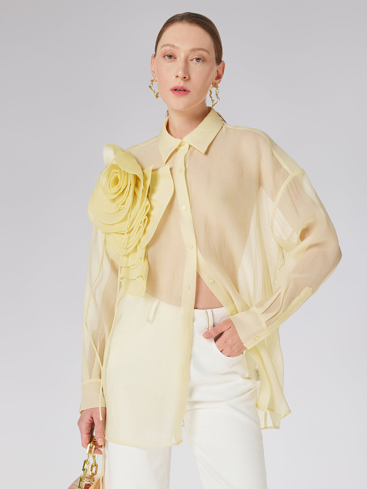 Transparent Three-dimensional Floral Shirt