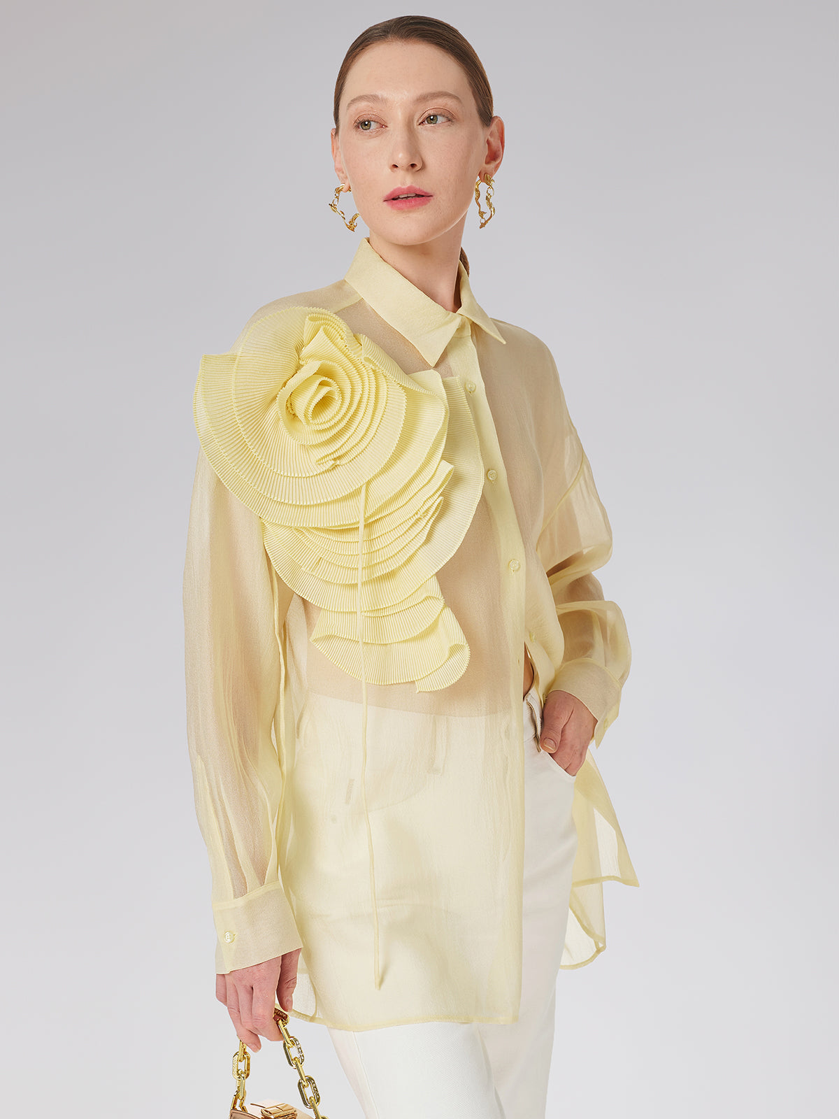 Transparent Three-dimensional Floral Shirt