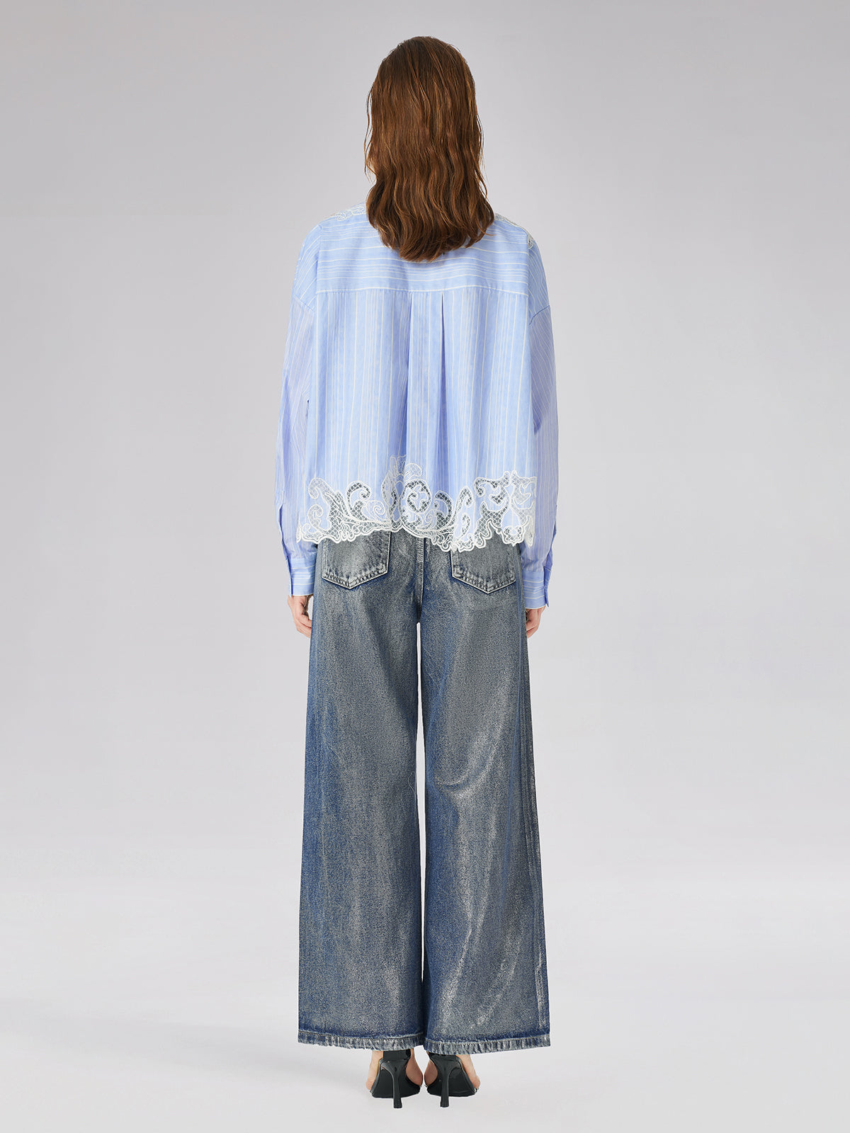 Lace Positioned Embroidered Shirt