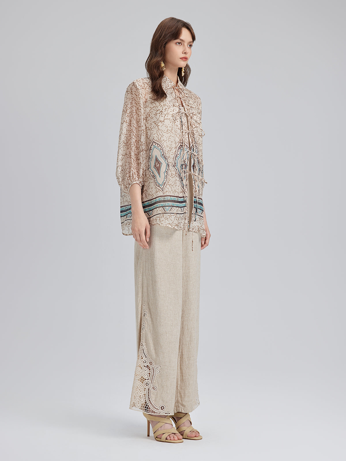 Tie-Front Vintage Floral Top