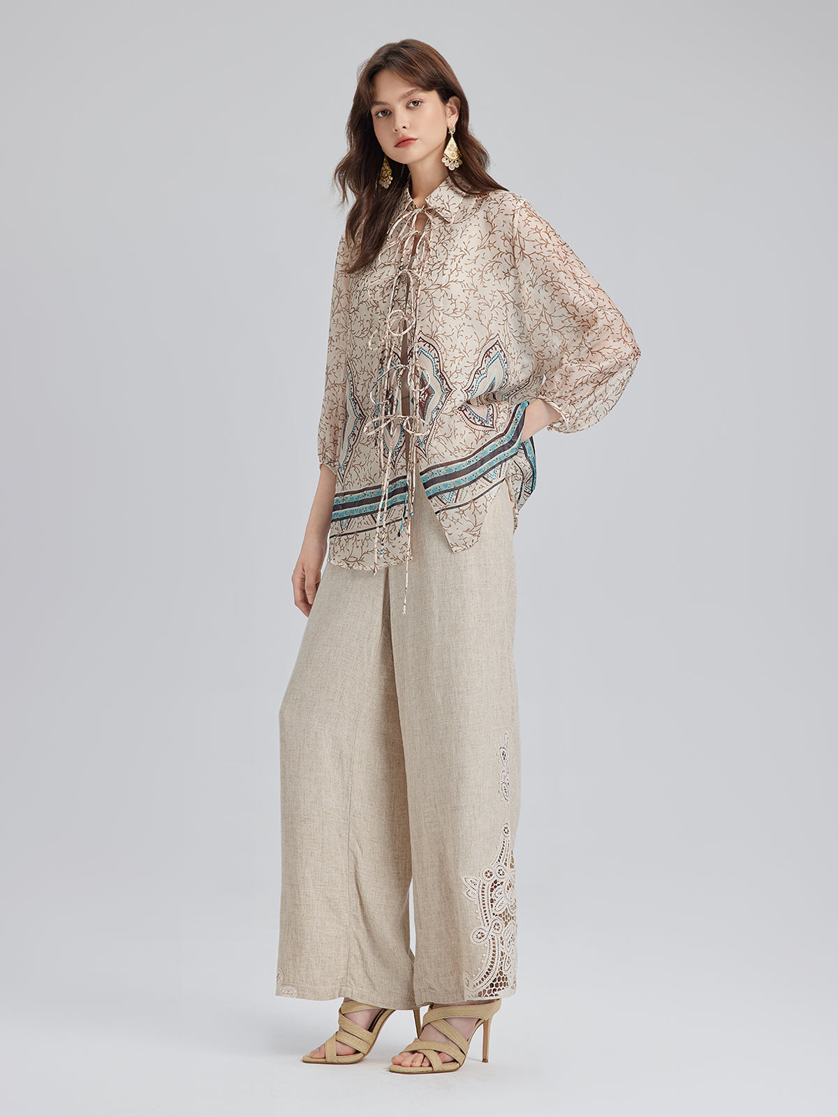 Tie-Front Vintage Floral Top