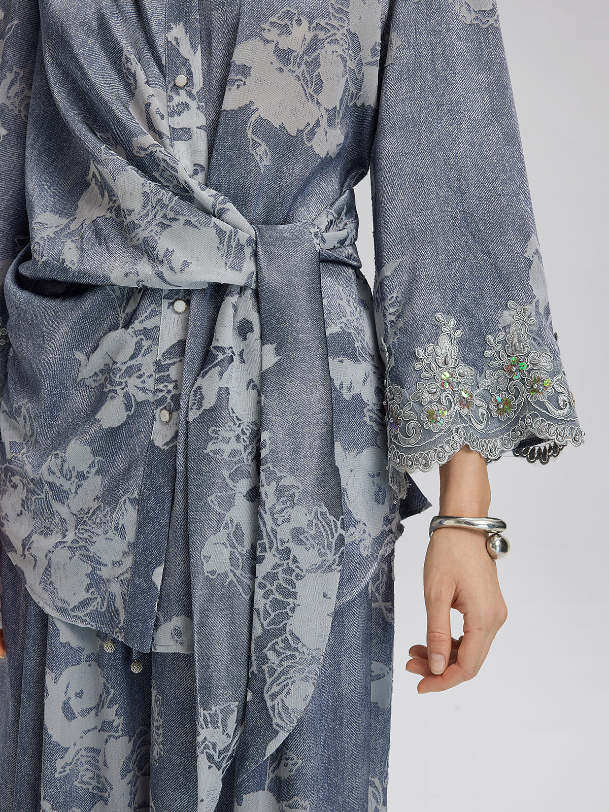 Burnout Floral Tie-Front Shirt