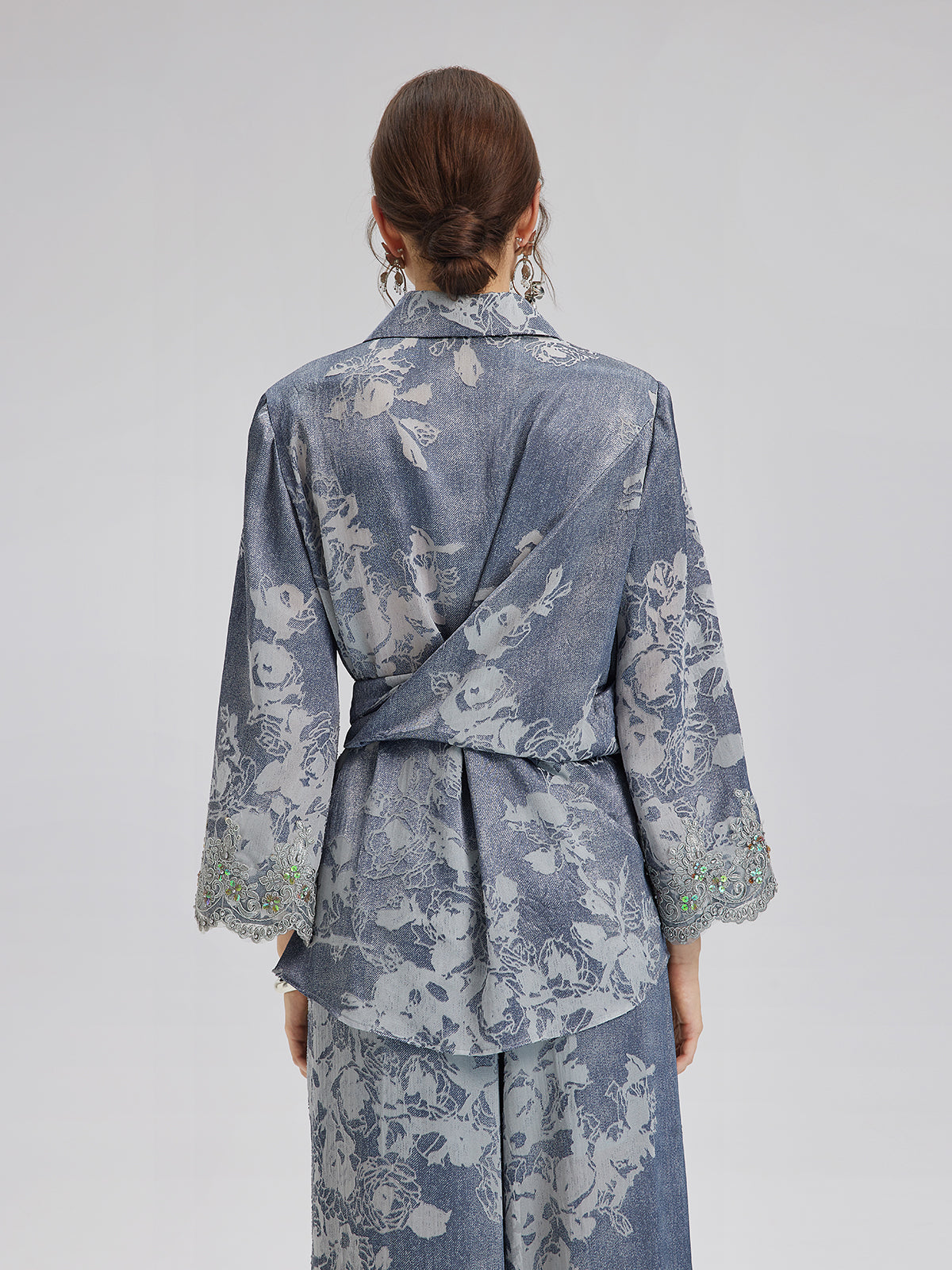 Burnout Floral Tie-Front Shirt