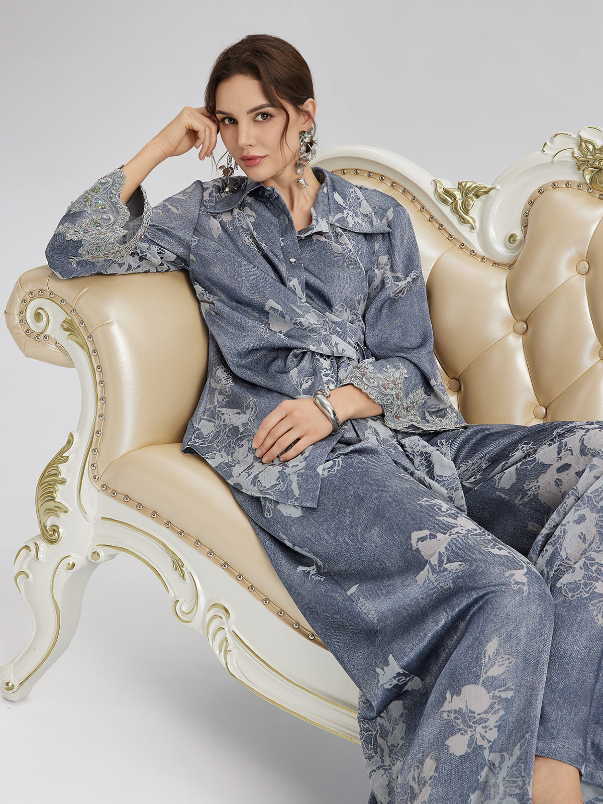 Burnout Floral Tie-Front Shirt
