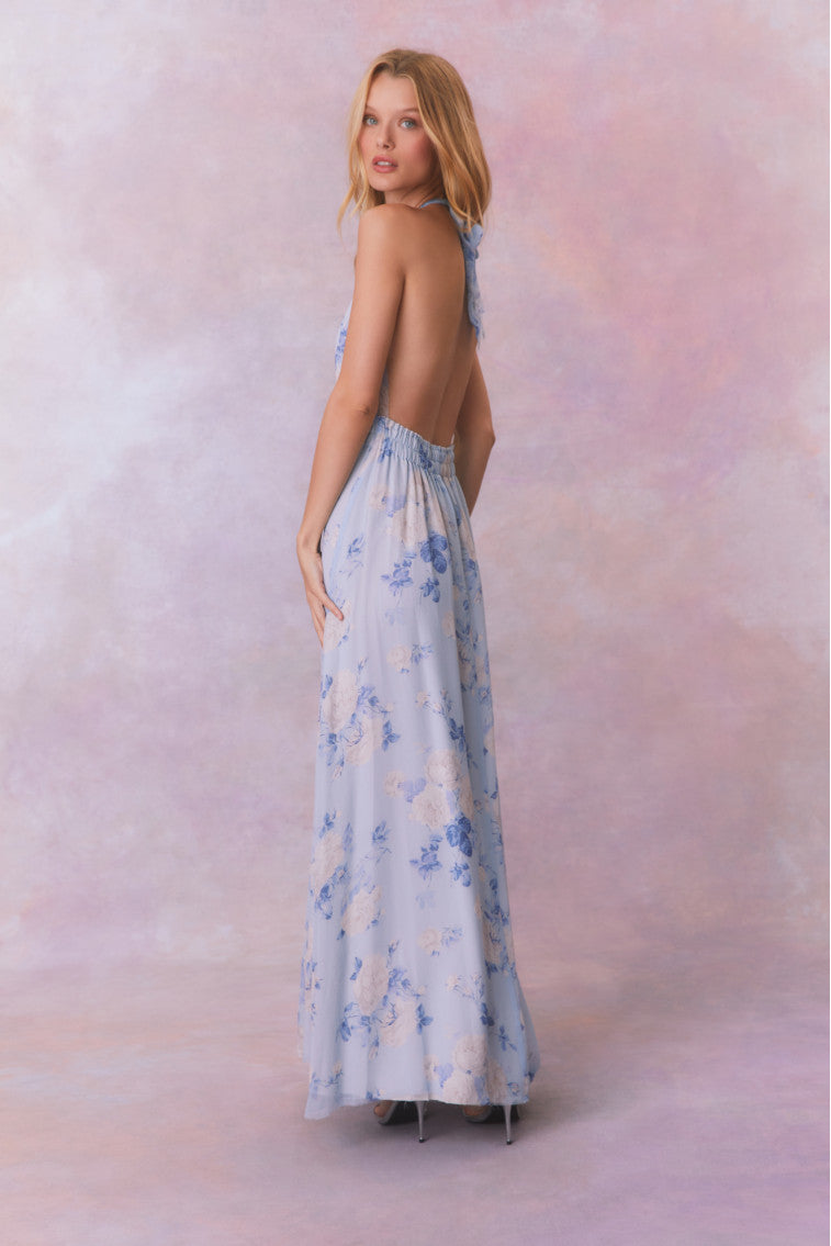 Love Heirloom Print Halter Maxi Dress