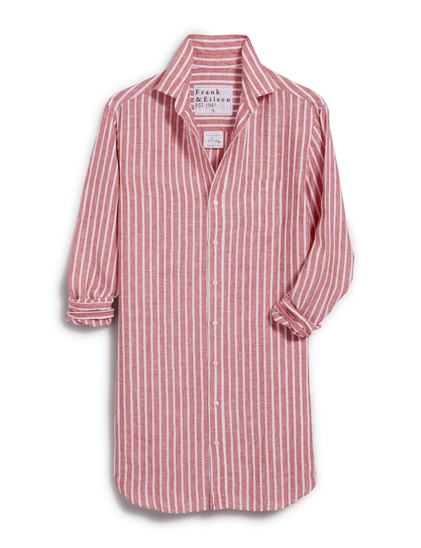 MARY Red and White Textured Stripe, Italian Classic Linen