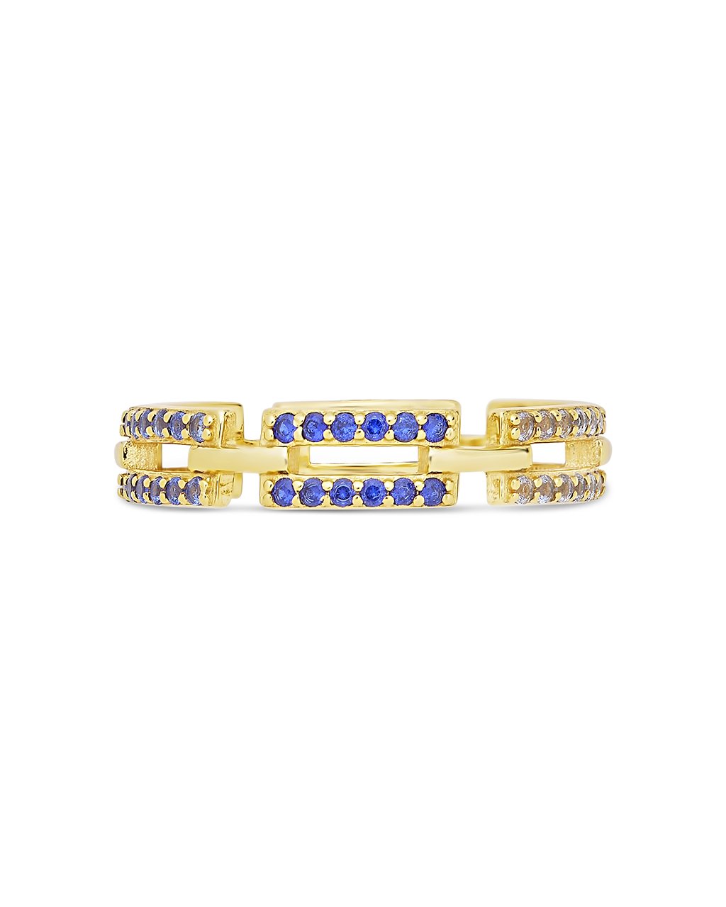 Sterling Silver Sapphire Ombre CZ Linked Ring