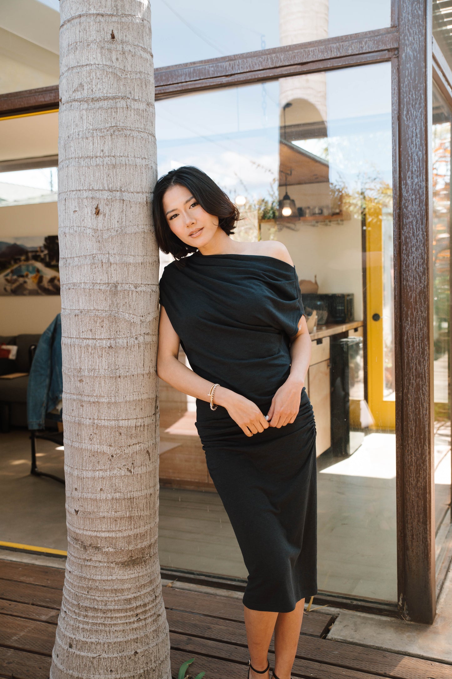 The Debra Double-Lined Jersey Skirt in Charcoal