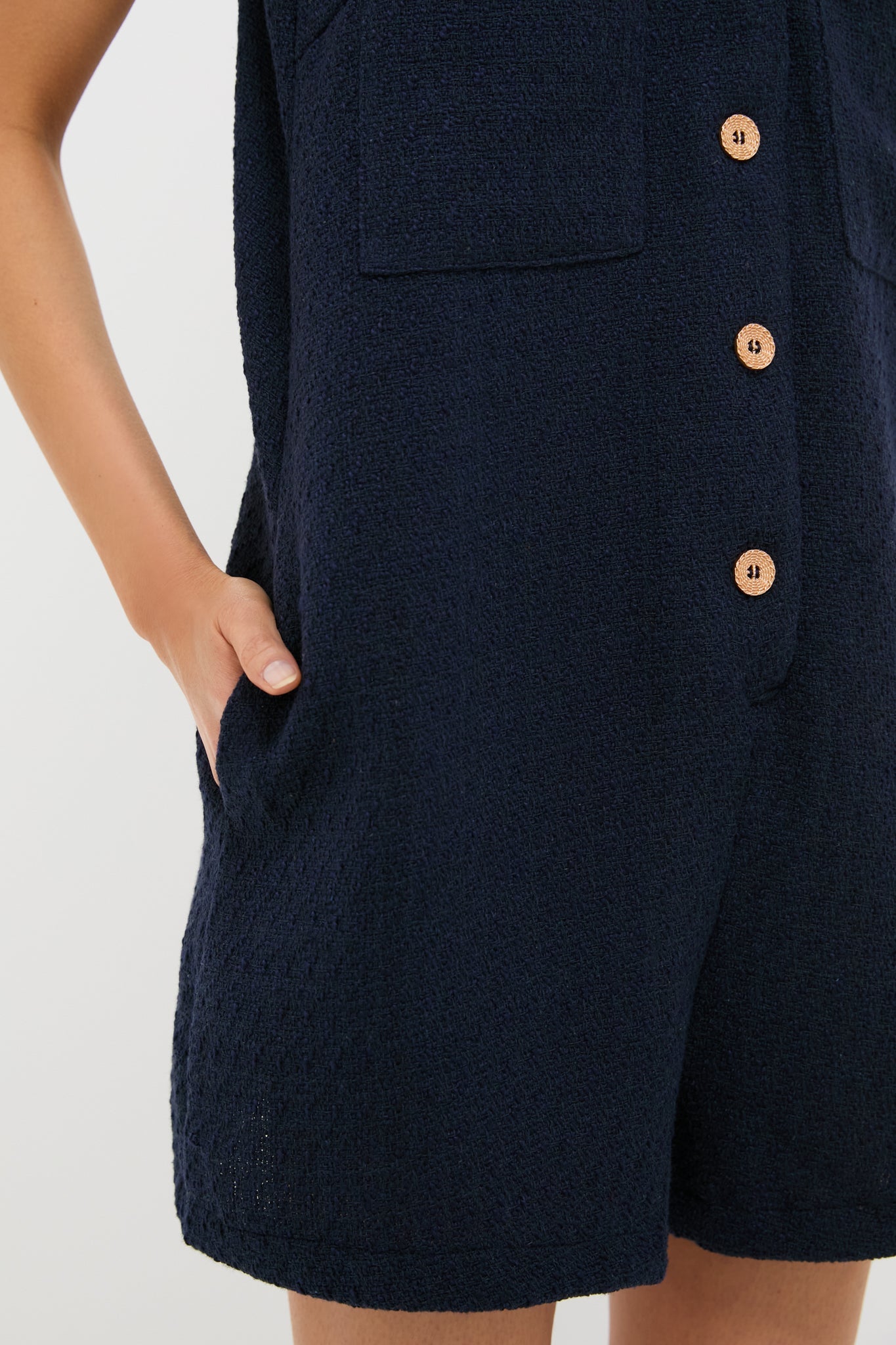 Navy Textured Myla Romper