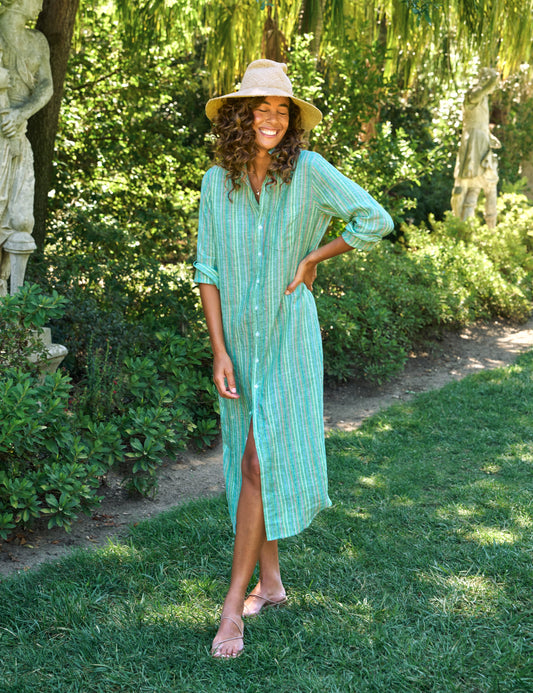 RORY Green Multi Stripe, Italian Classic Linen