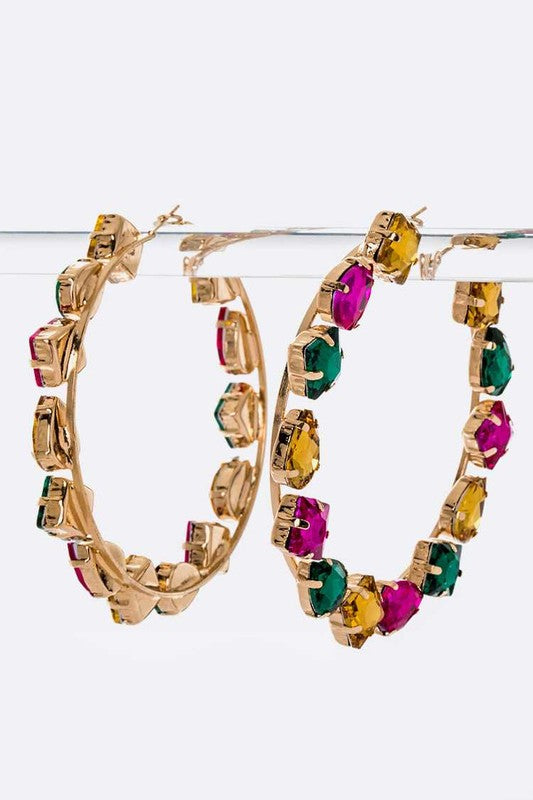 Oversize Bejeweled Hoop Earrings