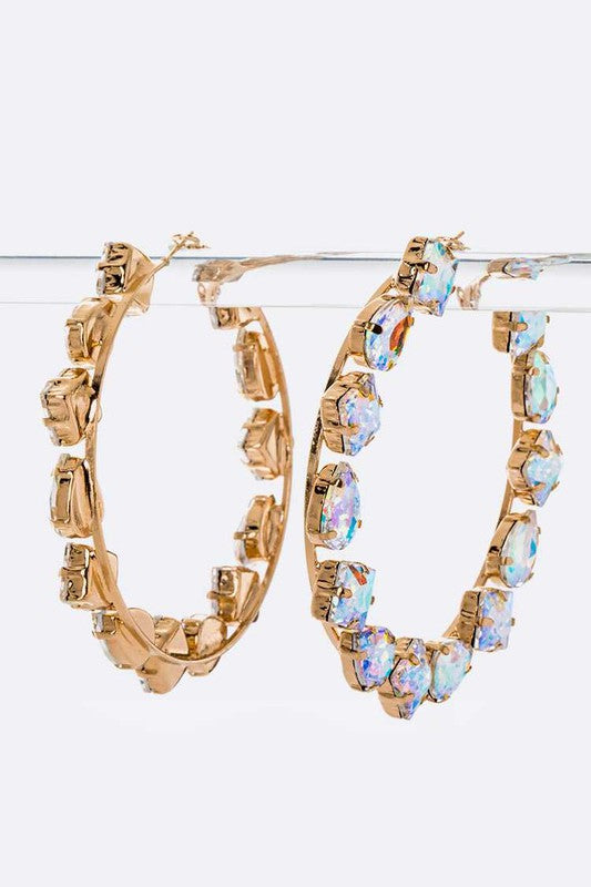 Oversize Bejeweled Hoop Earrings