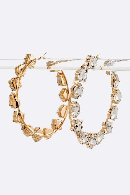Oversize Bejeweled Hoop Earrings
