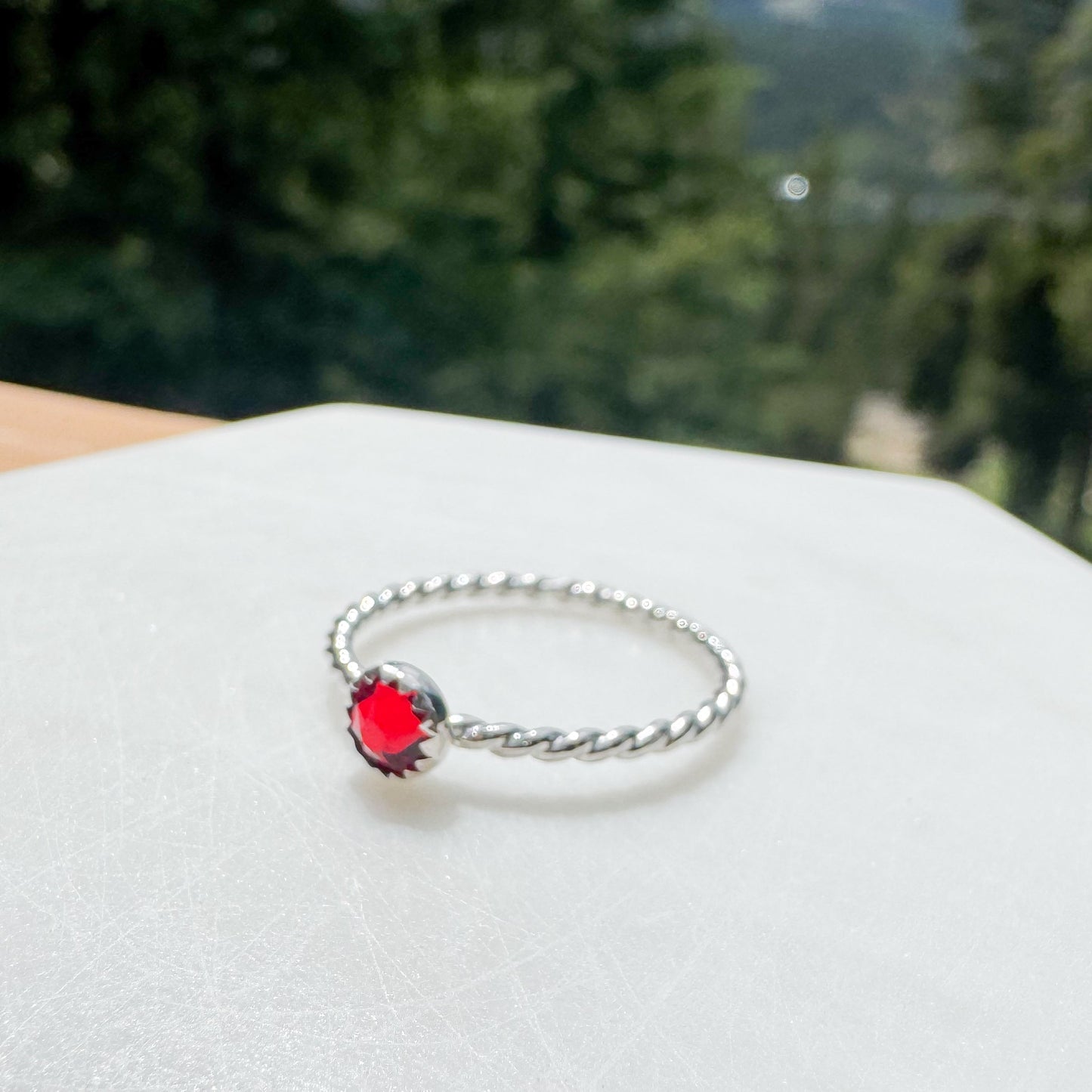 Twisted ring with birthstone