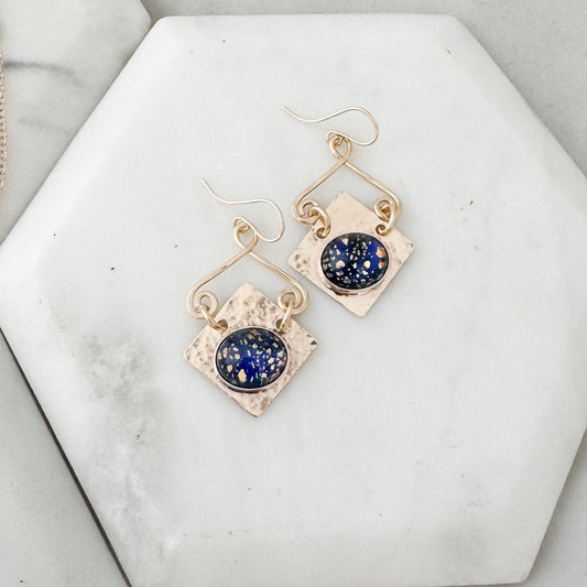 Czech Black Opal Earrings