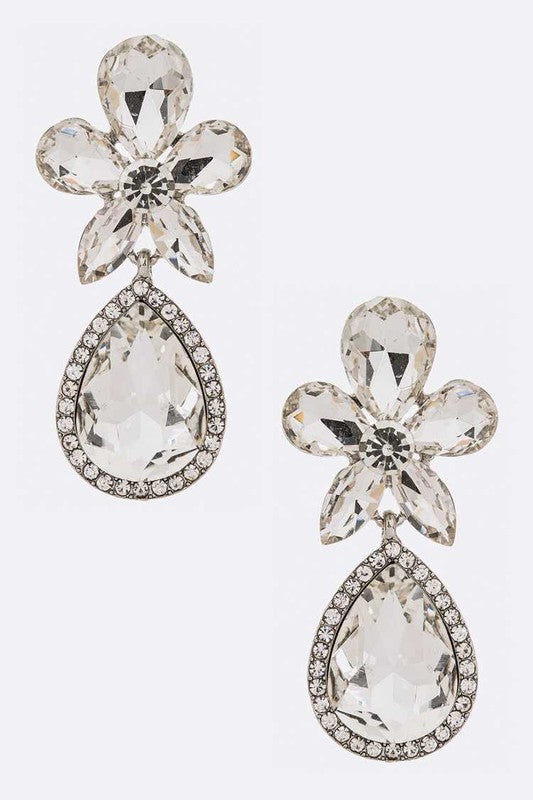 Crystal Flower Chandelier Earrings