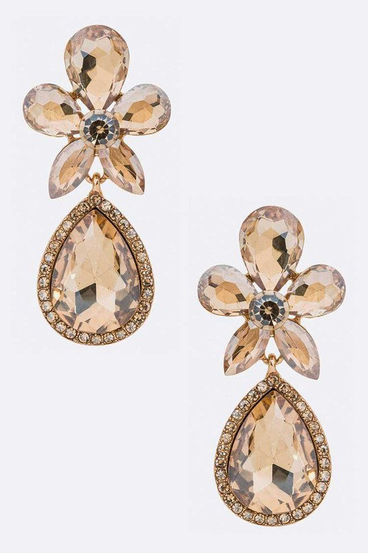 Crystal Flower Chandelier Earrings