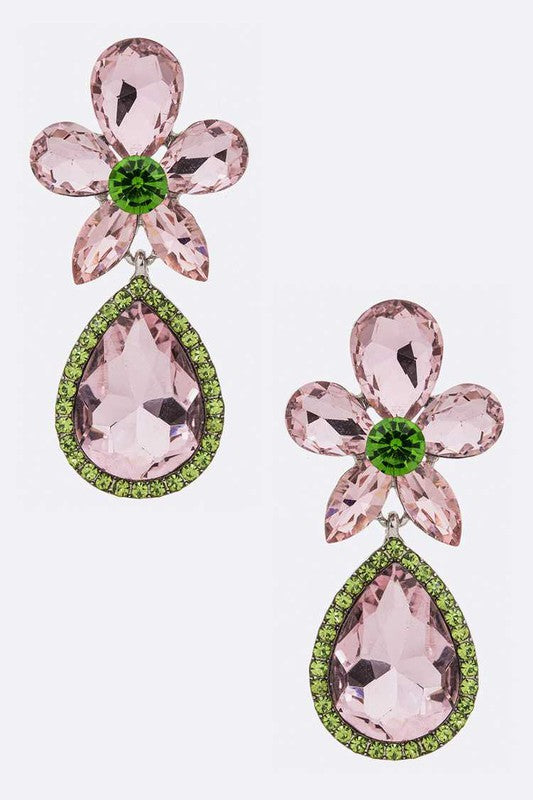 Crystal Flower Chandelier Earrings