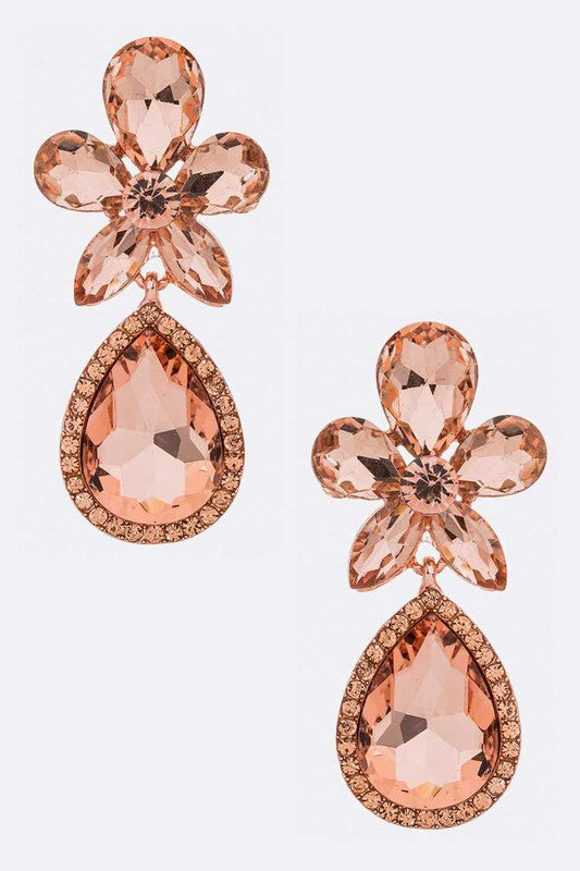 Crystal Flower Chandelier Earrings