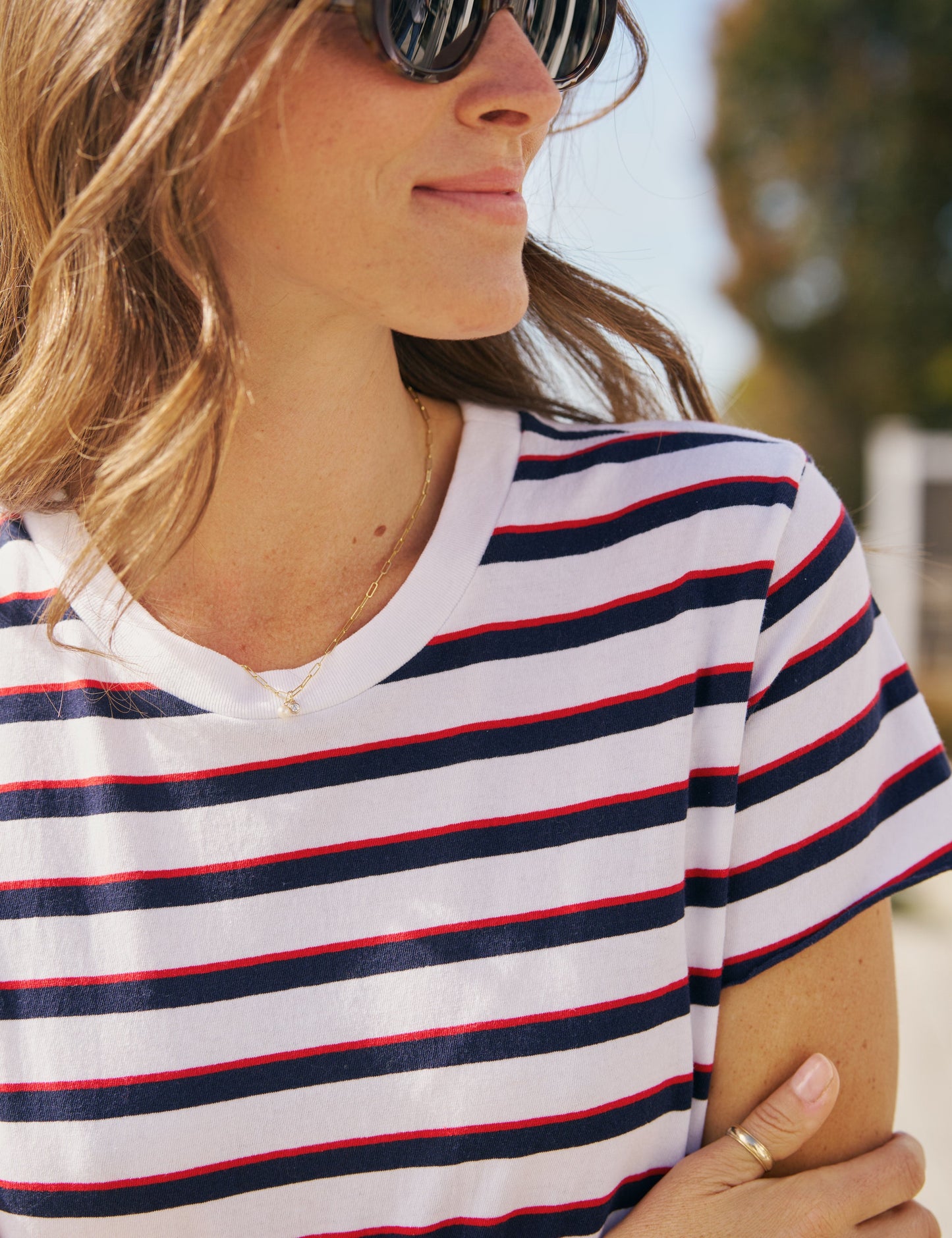 HARPER White with Red and Navy French Stripe, Heritage Jersey