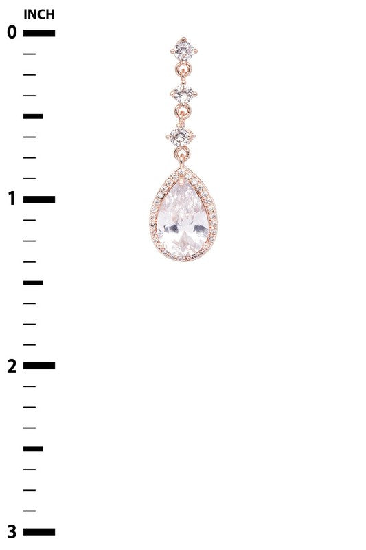 CZ Teardrop Elegant Swing Earrings