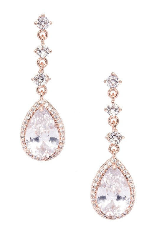 CZ Teardrop Elegant Swing Earrings