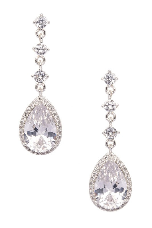 CZ Teardrop Elegant Swing Earrings