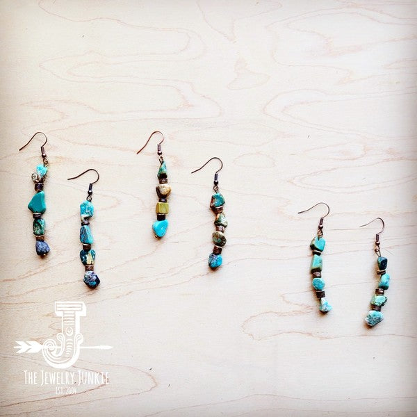 Genuine HuBei Turquoise & Wood Drop Earrings