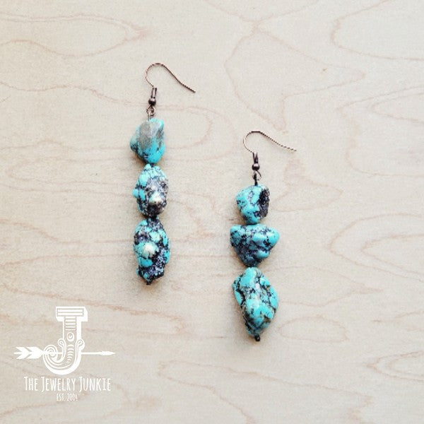 Chunky Beaded Turquoise Stone Earrings