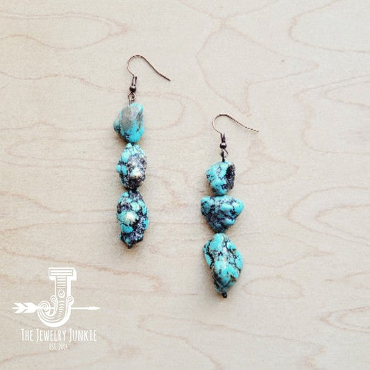 Chunky Beaded Turquoise Stone Earrings
