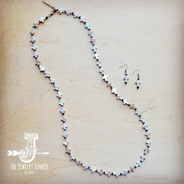 Mother-of-Pearl Cross Earrings