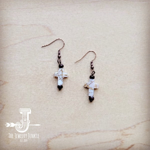 Mother-of-Pearl Cross Earrings