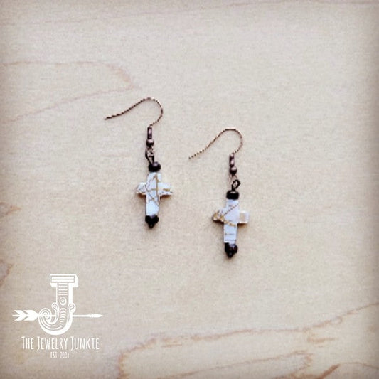 Mother-of-Pearl Cross Earrings