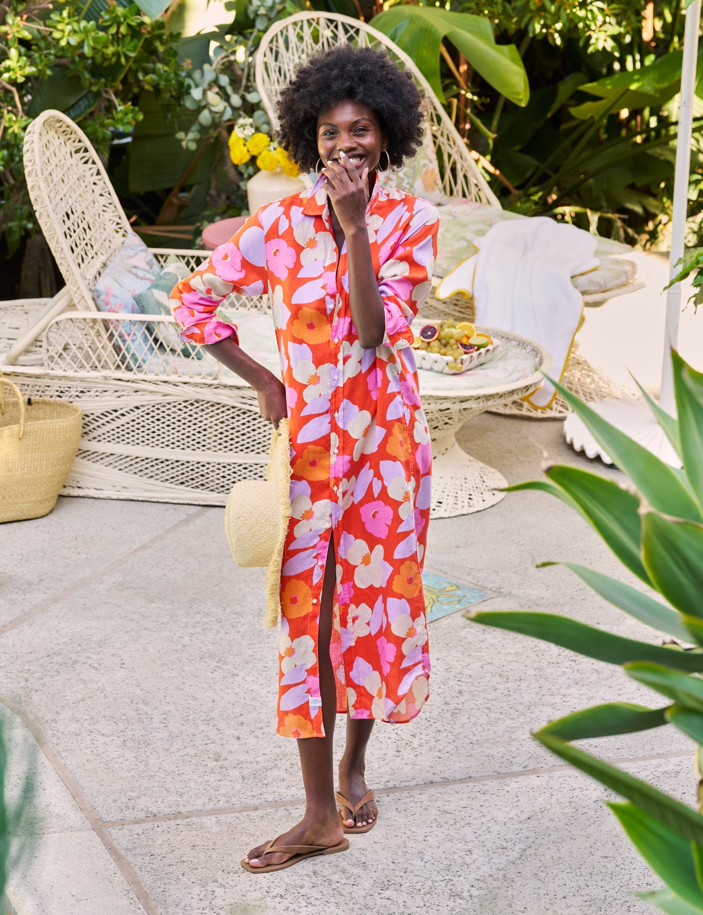 RORY Orange and Pink Floral, Italian Classic Linen