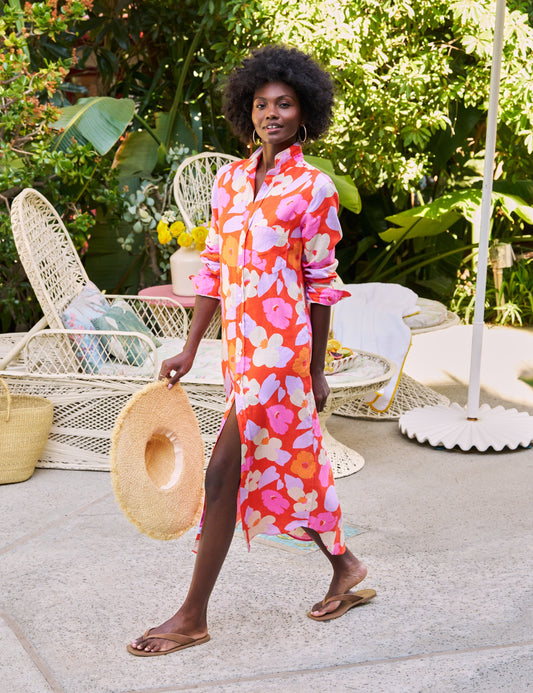 RORY Orange and Pink Floral, Italian Classic Linen