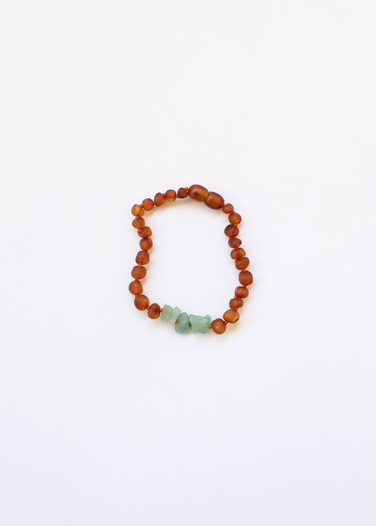 Raw Cognac Baltic Amber + Raw Aventurine || Anklet or Bracelet