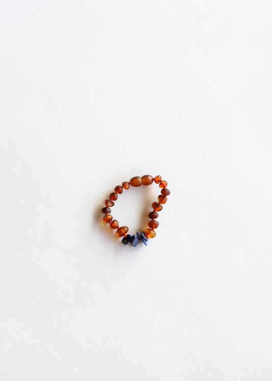Raw Cognac Baltic Amber + Raw Lapis || Anklet or Bracelet