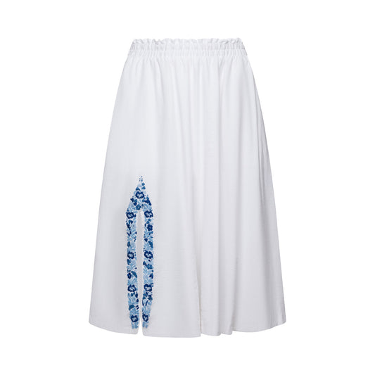 The Cecilia Skirt in White with Blues