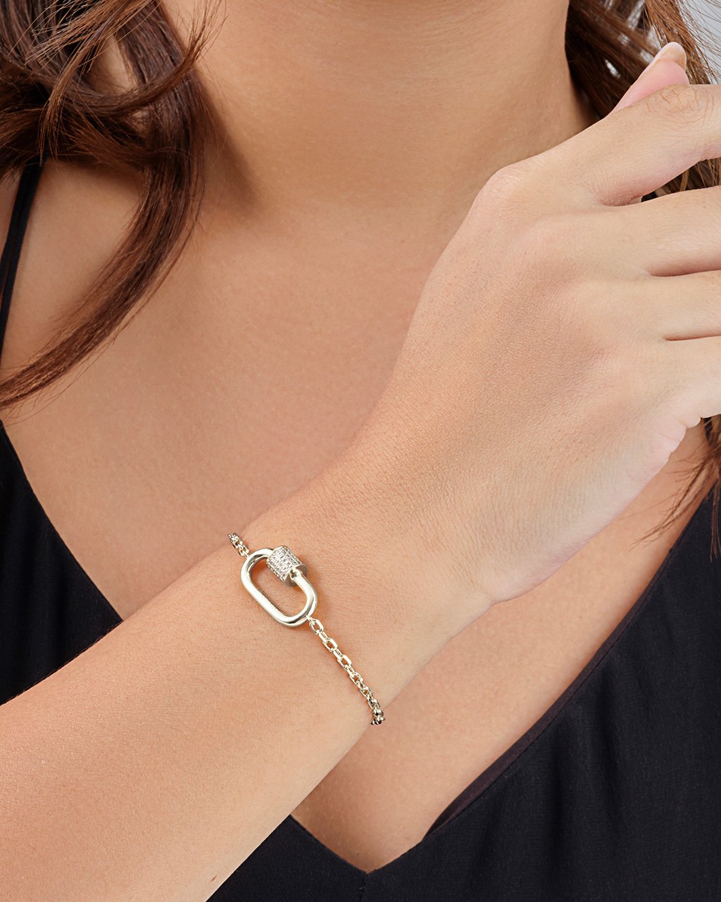 CZ Carabiner Bolo Bracelet