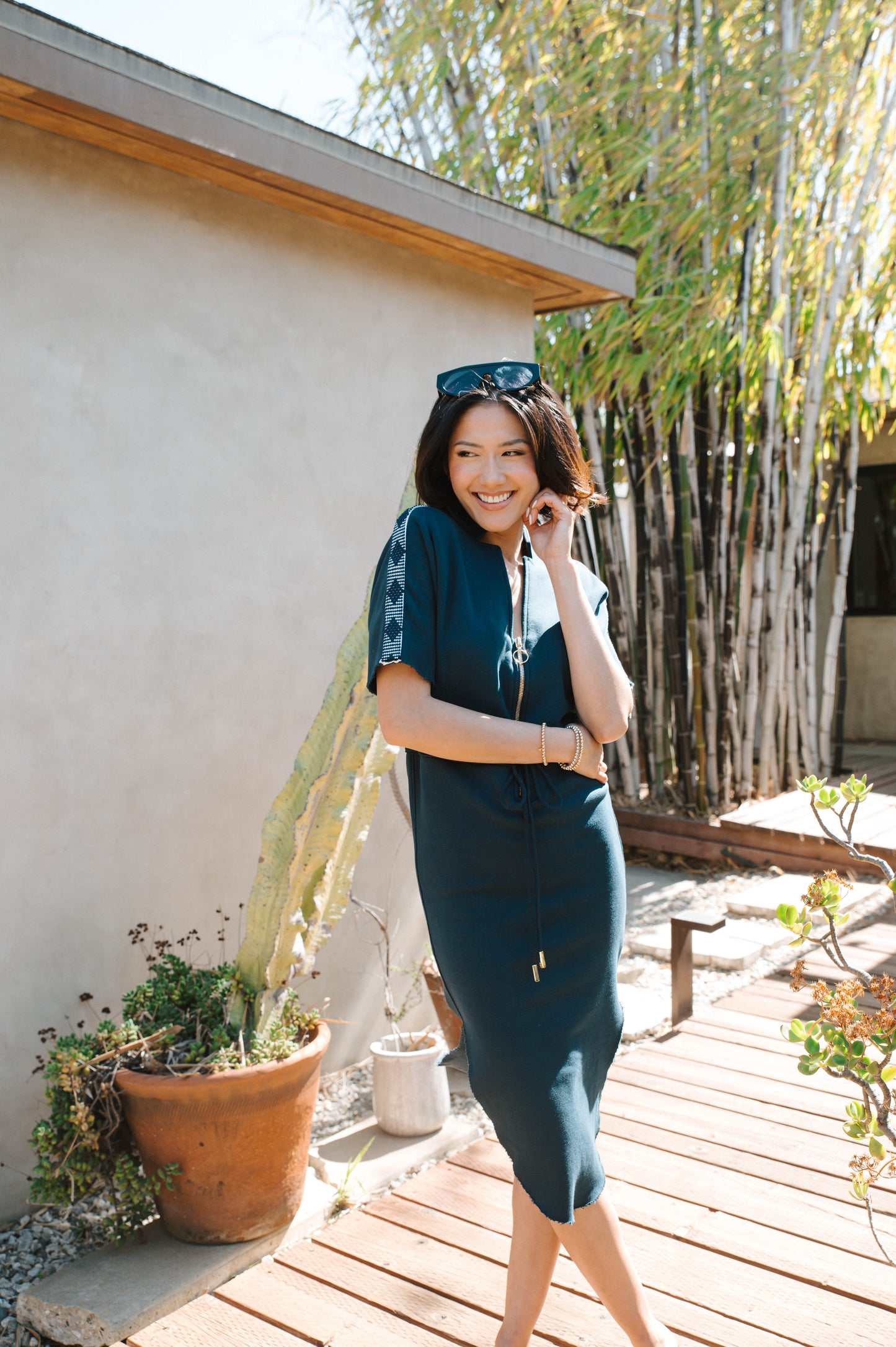 The Chelsea Stretch Terry Dress in Carbon Navy